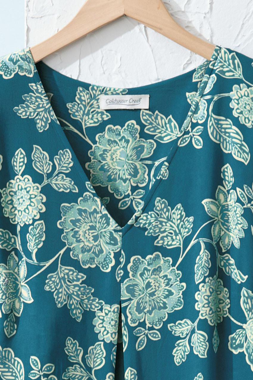 Pleat-Front Floral Dress