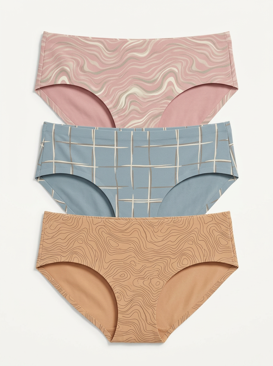 Women's Abstract Pattern Geometric Topographic Three-Pack Briefs