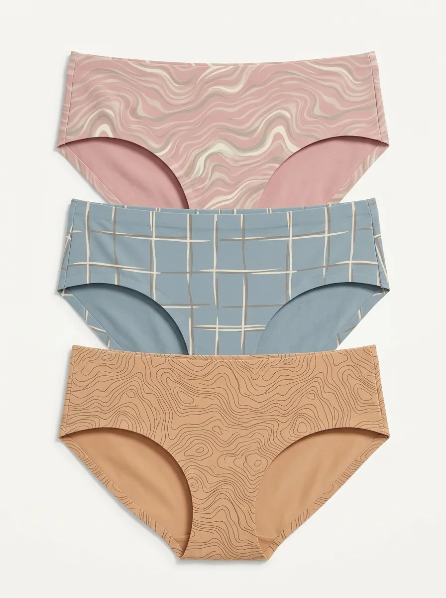 Women's Abstract Pattern Geometric Topographic Three-Pack Briefs