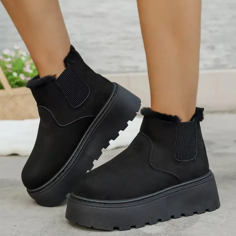 Fur Lining Platform Boots