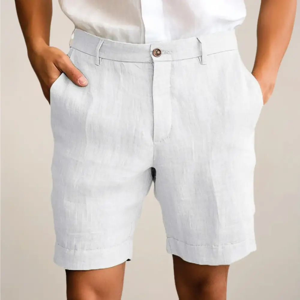 Men's Linen Blend Pleated Dress Shorts