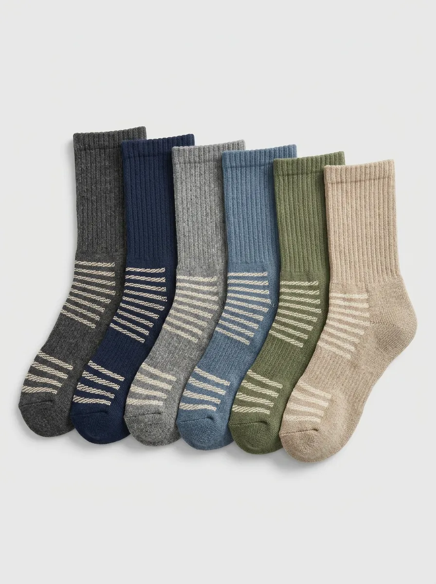 Daily Comfort Ribbed Six-Pair Crew Sock Pack