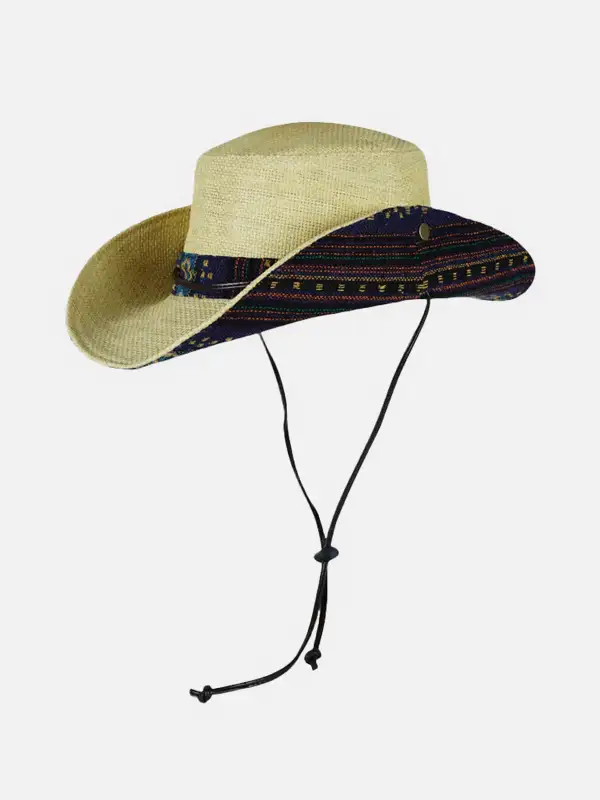 Western Straw Cowboy Hat with Chin Strap