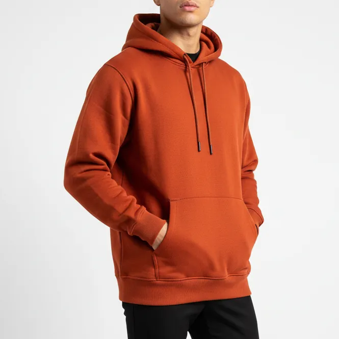 Contemporary Regular Fit Cotton Ribbed Hooded Pullover Hoodie
