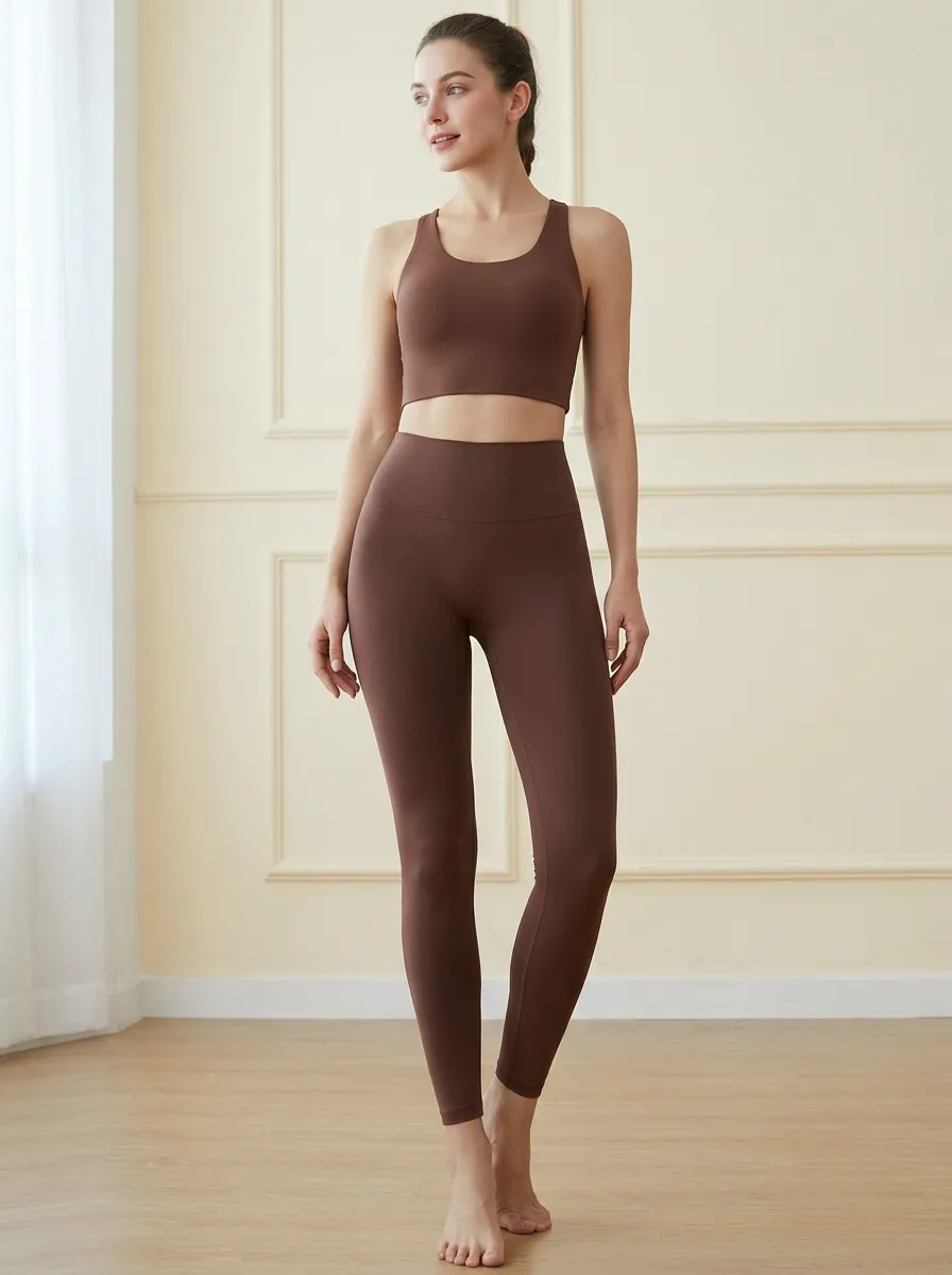 V Neck Solid High-Waisted Leggings