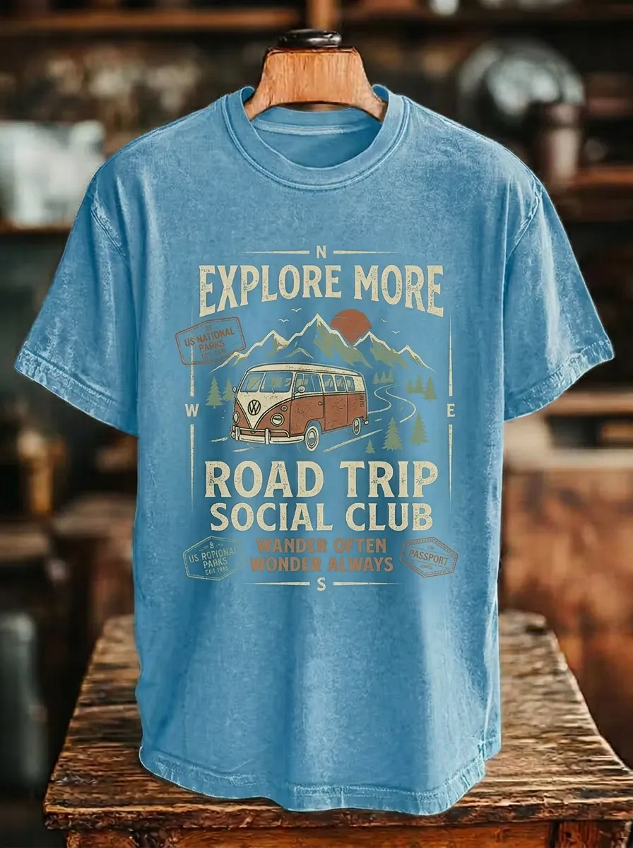 Unisex Adventure Lover Camper Van Mountain Printed T-shirt