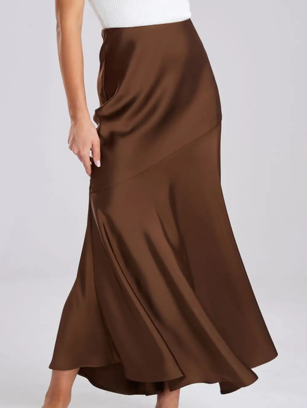 Elastic Waist High Waist Midi Skirt