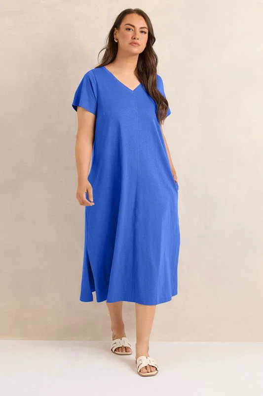 Cobalt Blue Premium Cotton Dress detail 1