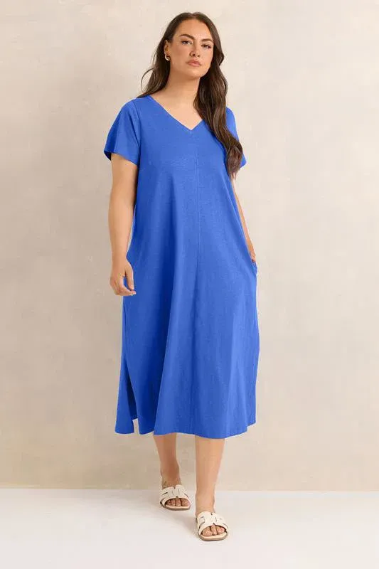 Cobalt Blue Premium Cotton Dress