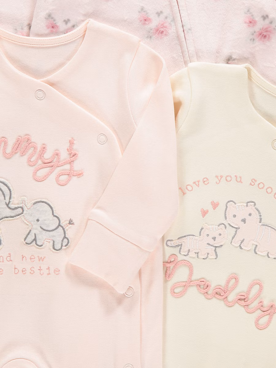 Mummy's Bestie Rose Sleepsuits 3 Pack detail 1