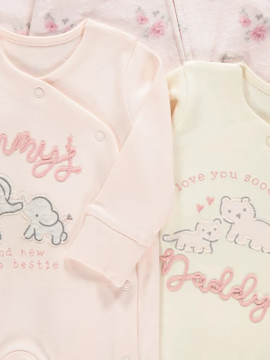Mummy's Bestie Rose Sleepsuits 3 Pack