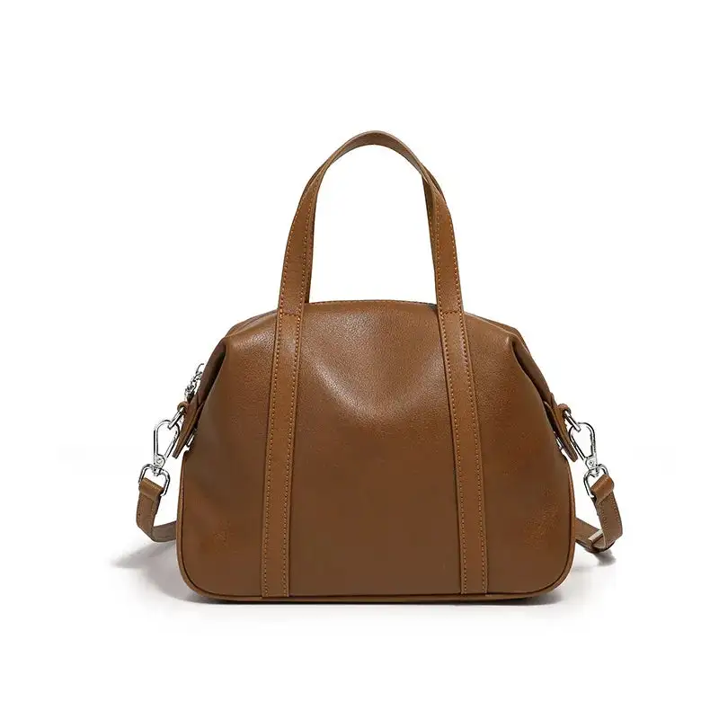 Luxe Craft: Premium Cowhide Leather Bowling Handbag
