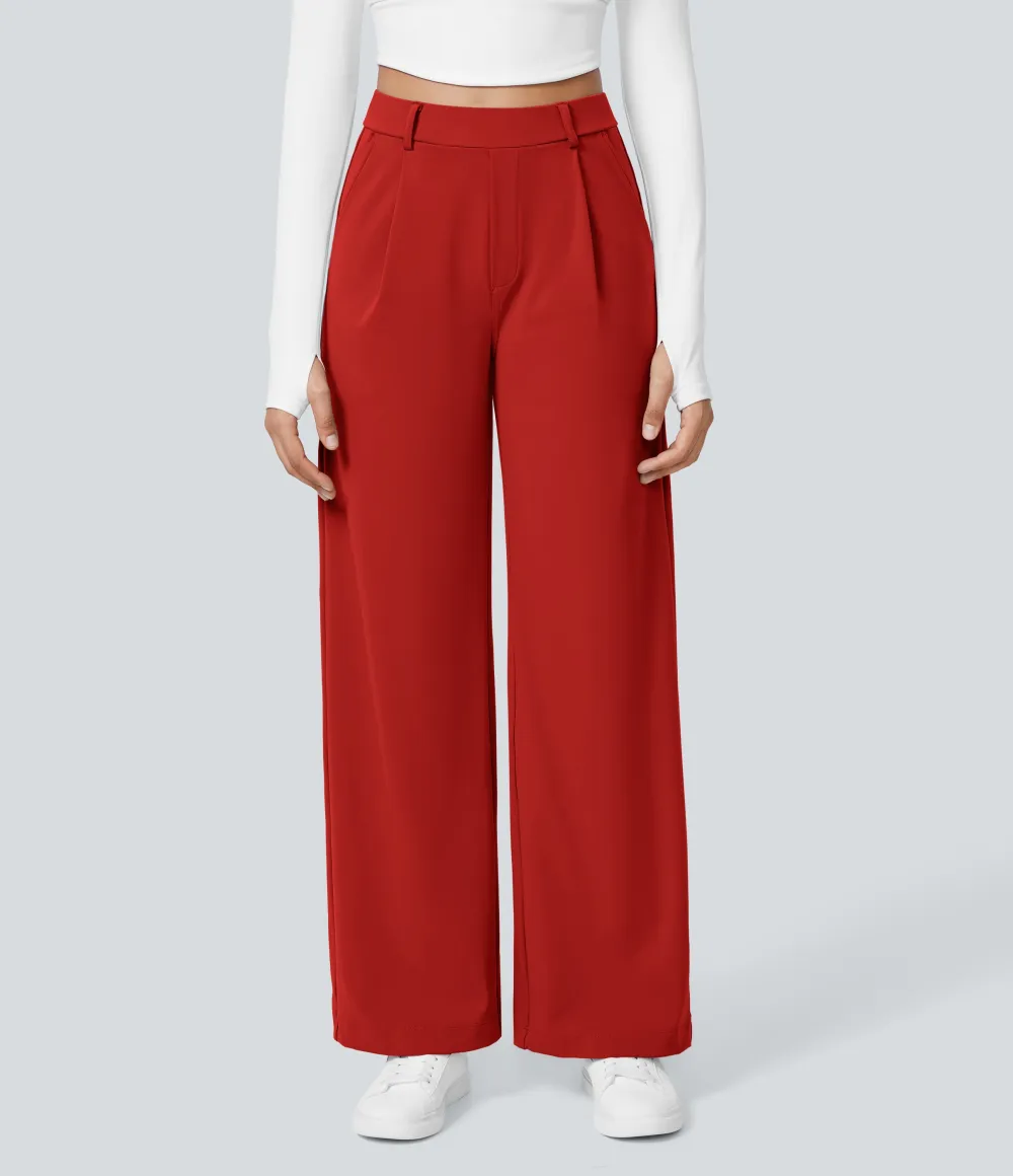 2026🔥  High Waisted Pocket Straight Leg Work Pants