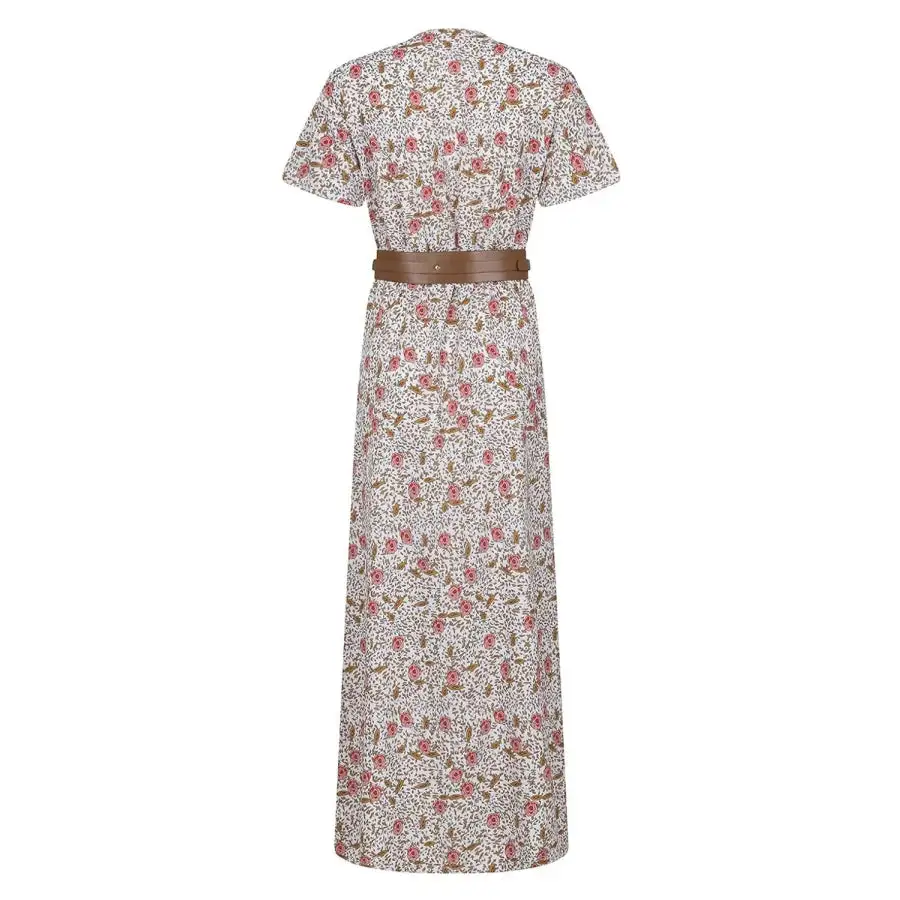 Full Size Printed V Neck Short Sleeve Maxi Dress Plus Size