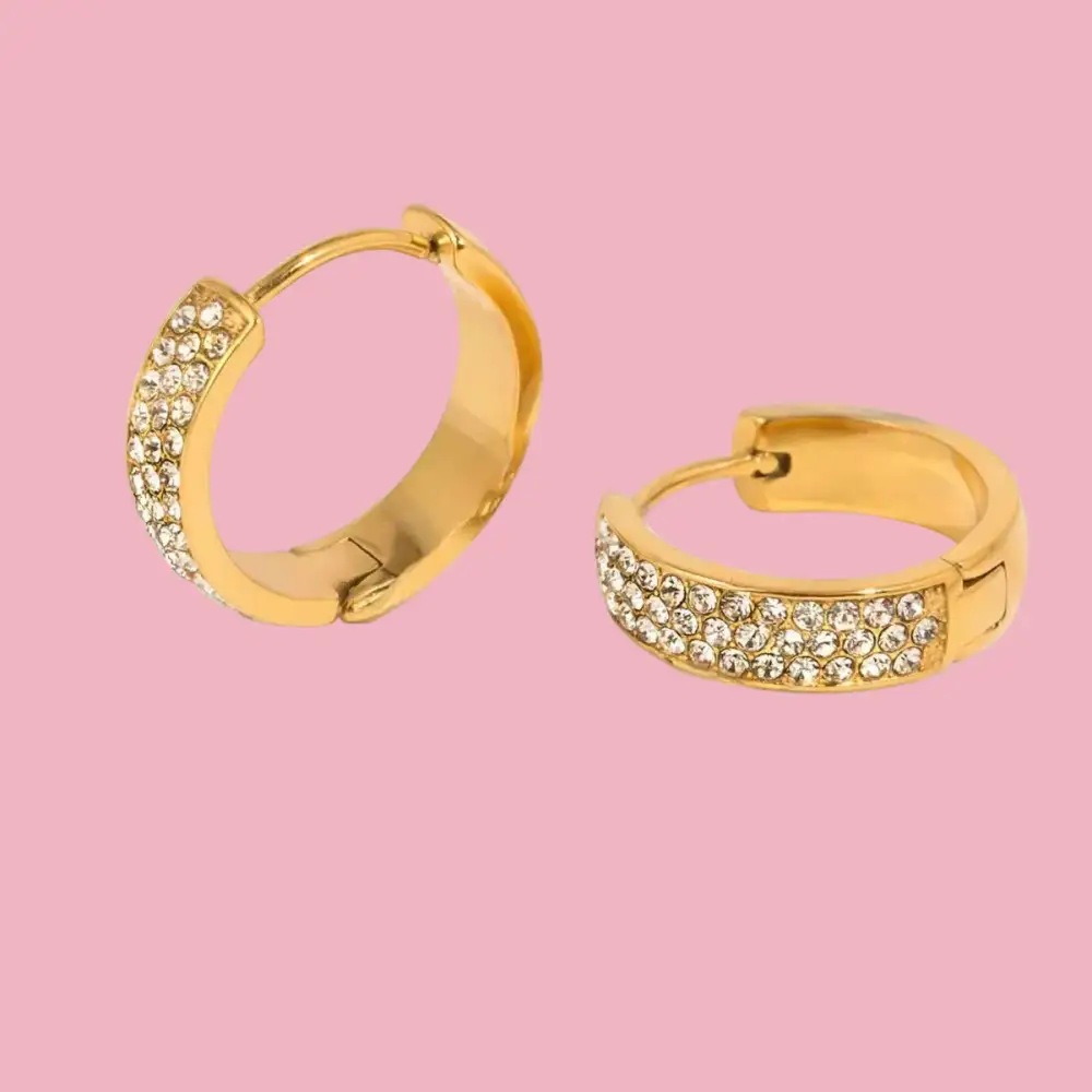 Triple Zirconia Hoop Earrings