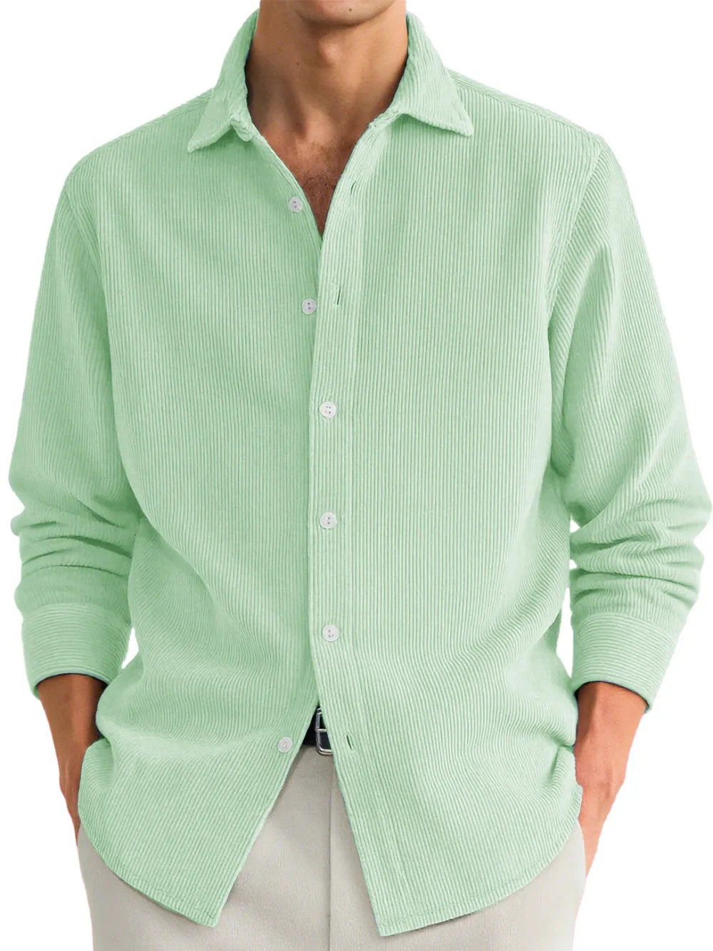 Clean Line Ribbed Knit Camp Collar Shirt