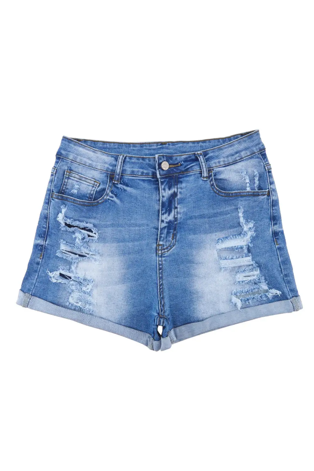 Sky Blue Vintage Distressed High Waist