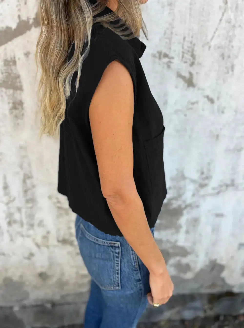 Plus Size Button Down Cap Sleeve Linen Shirt
