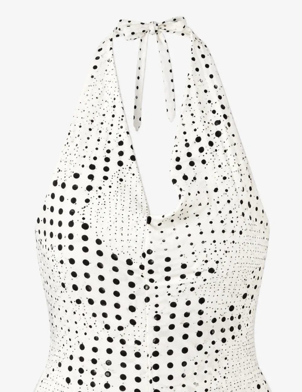Chic Polka Dot Halter V Neck Sleeveless Mini Dress