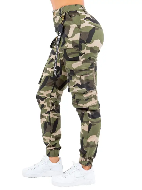 Women's High Waist Jogger Utility Pocket Camouflage Cargo Pants