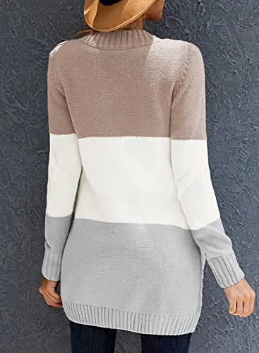 Women Open Front Cardigan Sweater Button Down Knit Sweater Coat