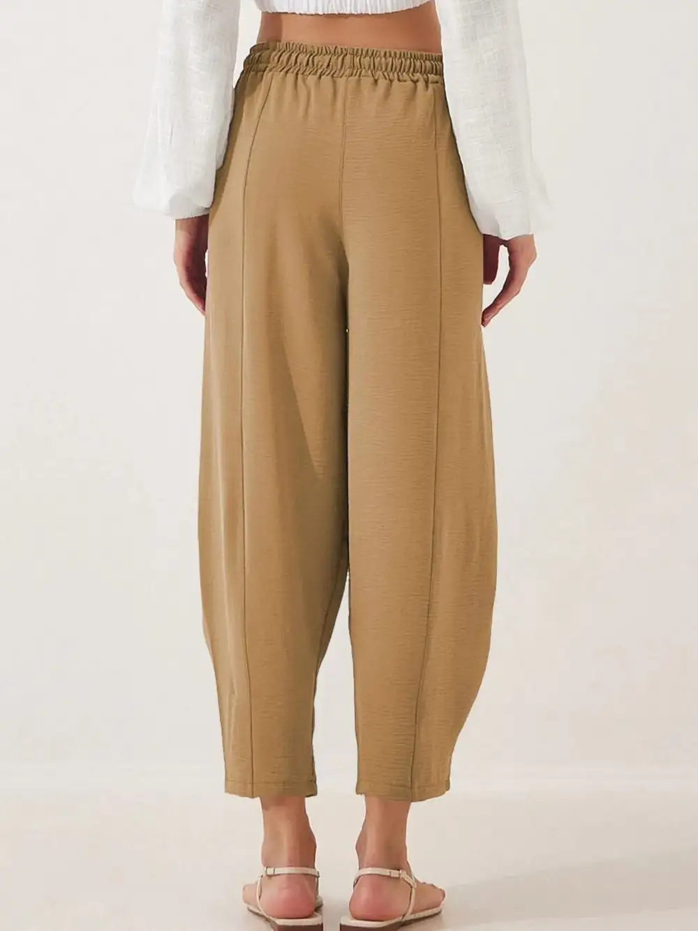 Full Size Drawstring Wide Leg Cropped Pants Plus Size