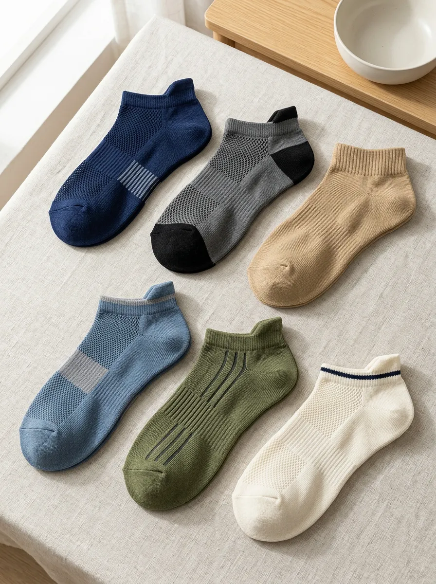 Men's Classic Polished Breathable Mesh Ankle Socks Set