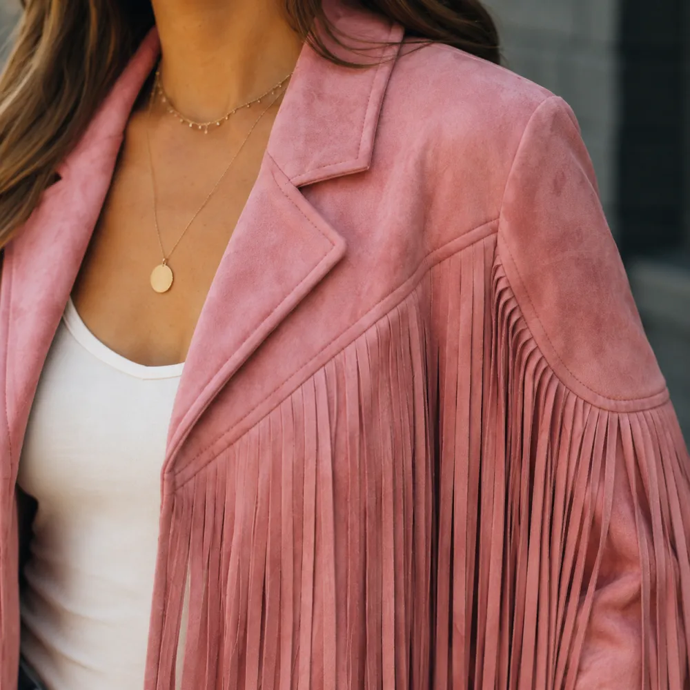 Fringe Notched Lapel Jacket