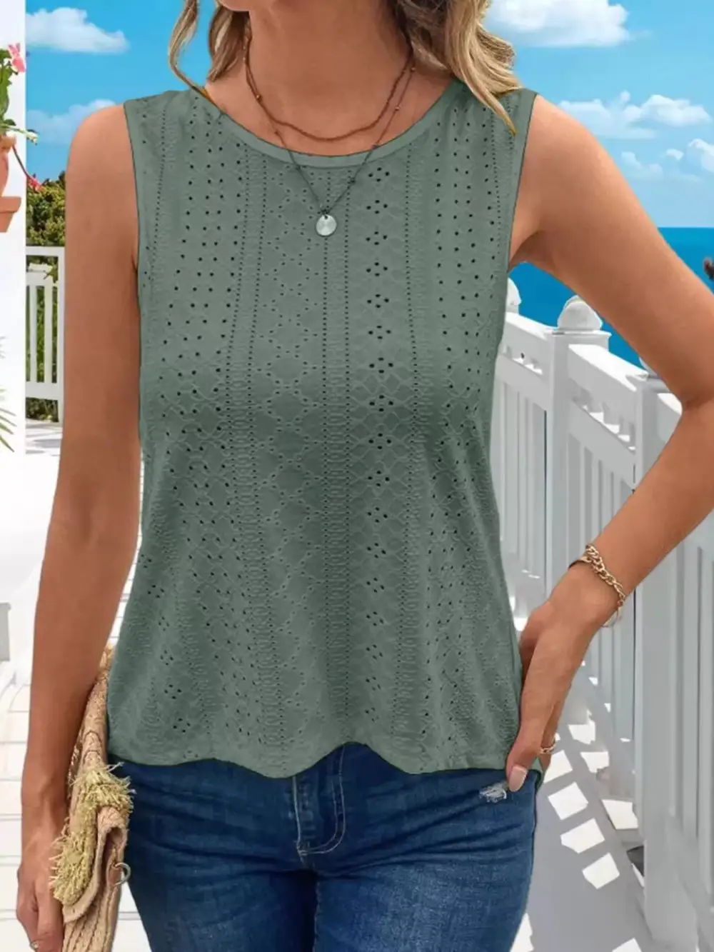 Criss-Cross Knit Tank Top