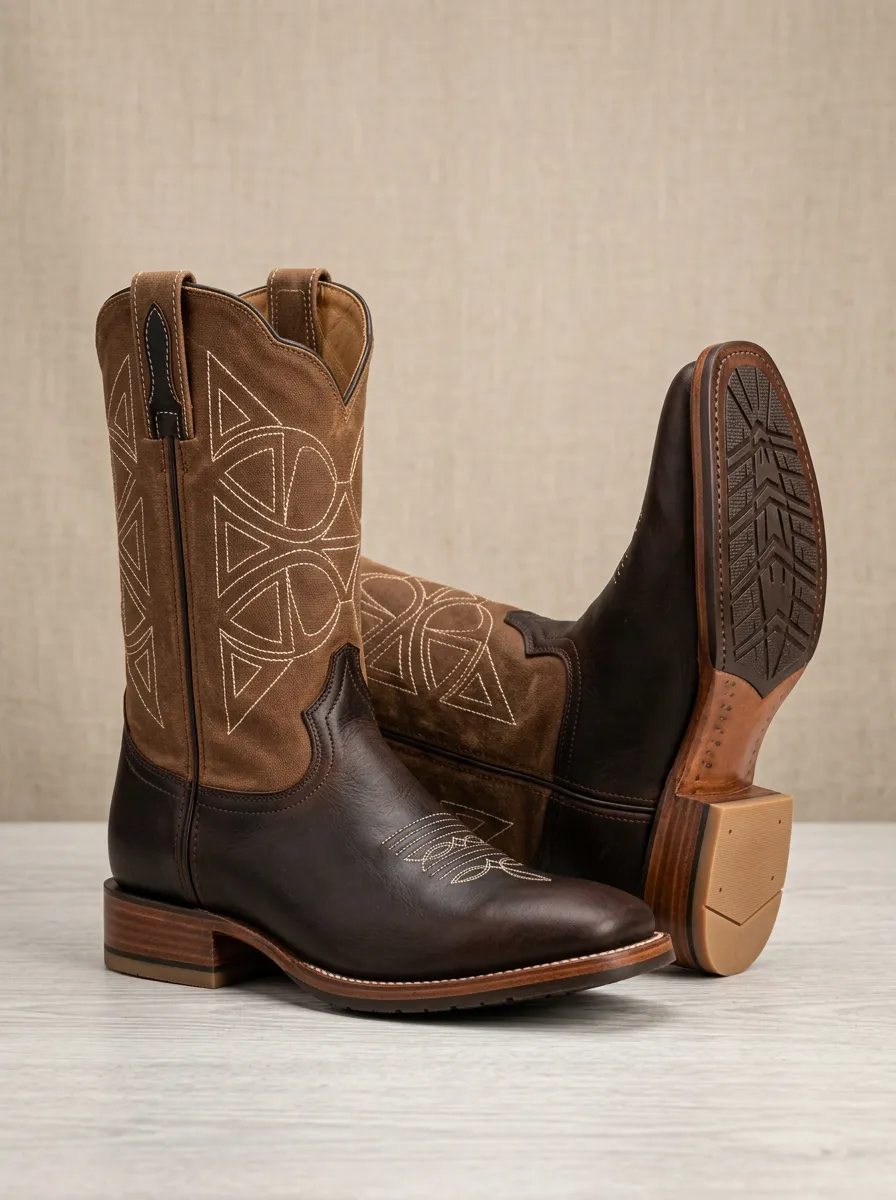 Men's Western Geometric Embroidered Cowboy Boots