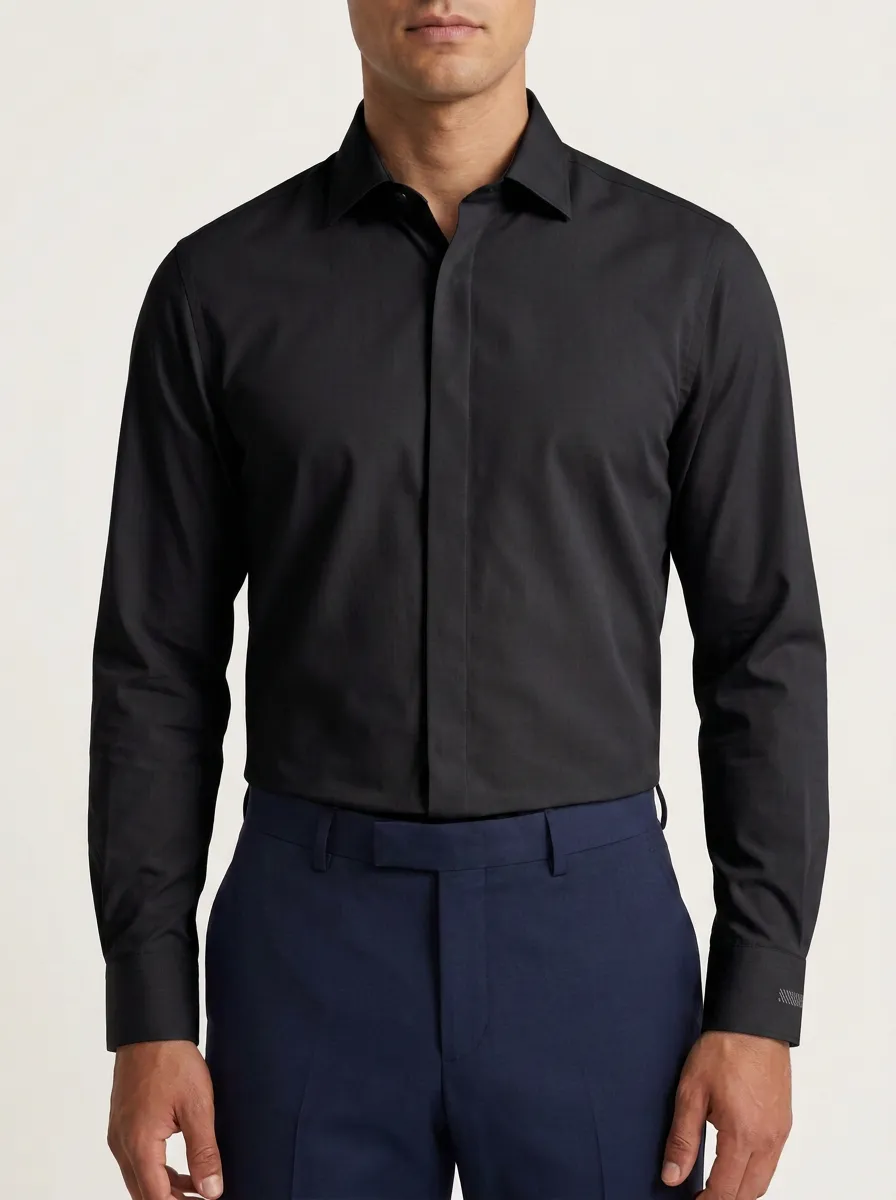 Men's Non-Iron Cotton Solid Light Grey Long Sleeve Dress Shirt