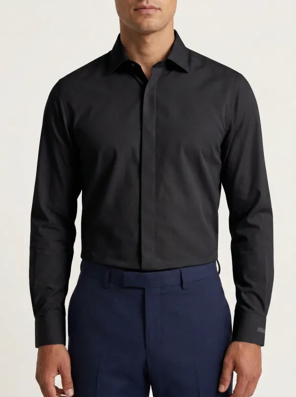 Men's Non-Iron Cotton Solid Light Grey Long Sleeve Dress Shirt