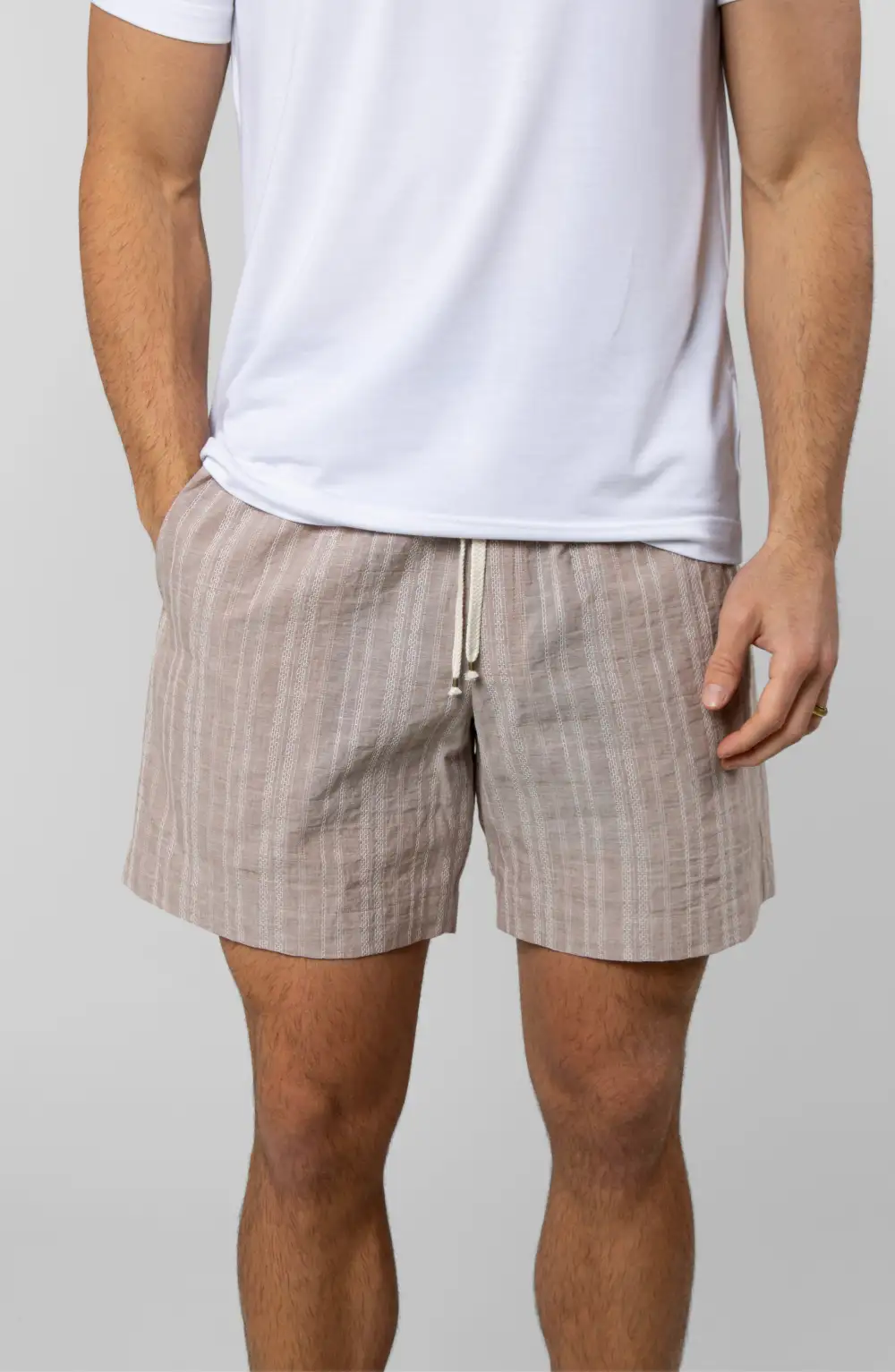 Men's Lightweight Cotton Linen Drawcord Shorts