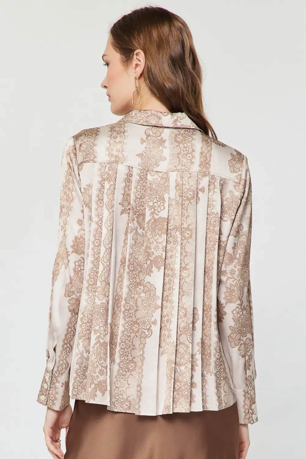 Print Button Front Blouse