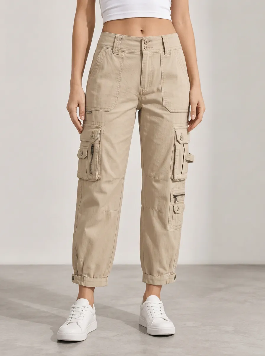 Women's Utility Multi-Pocket Smart Casual Capri Pants