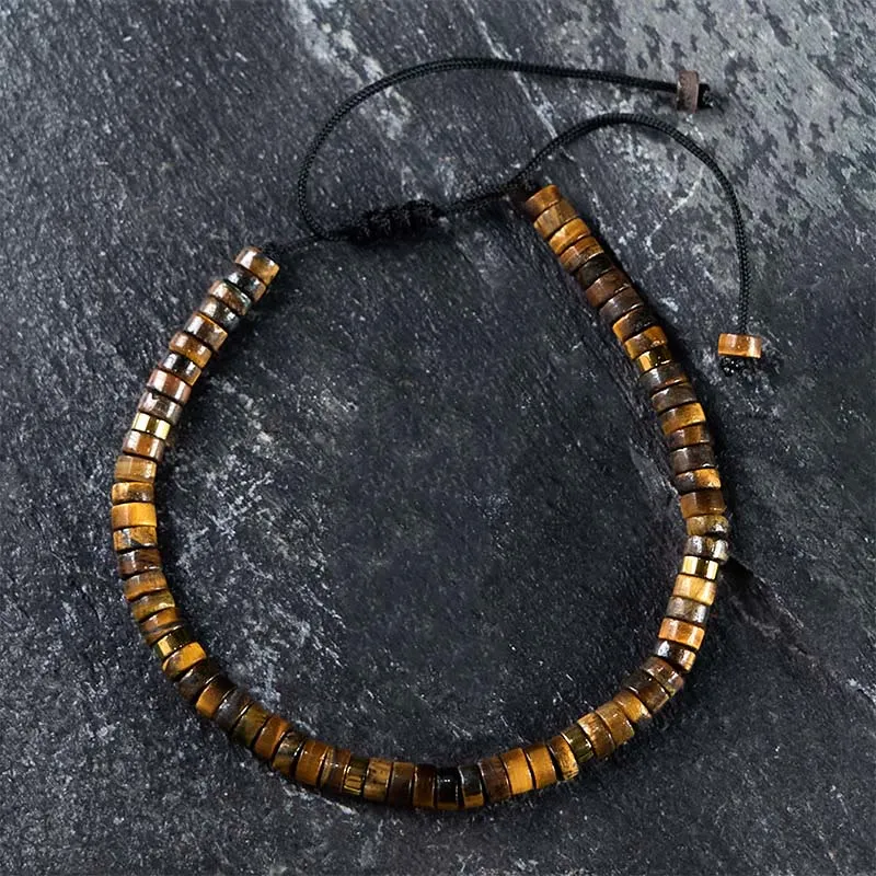 Natural Tiger Eye Spacer Bead Bracelet