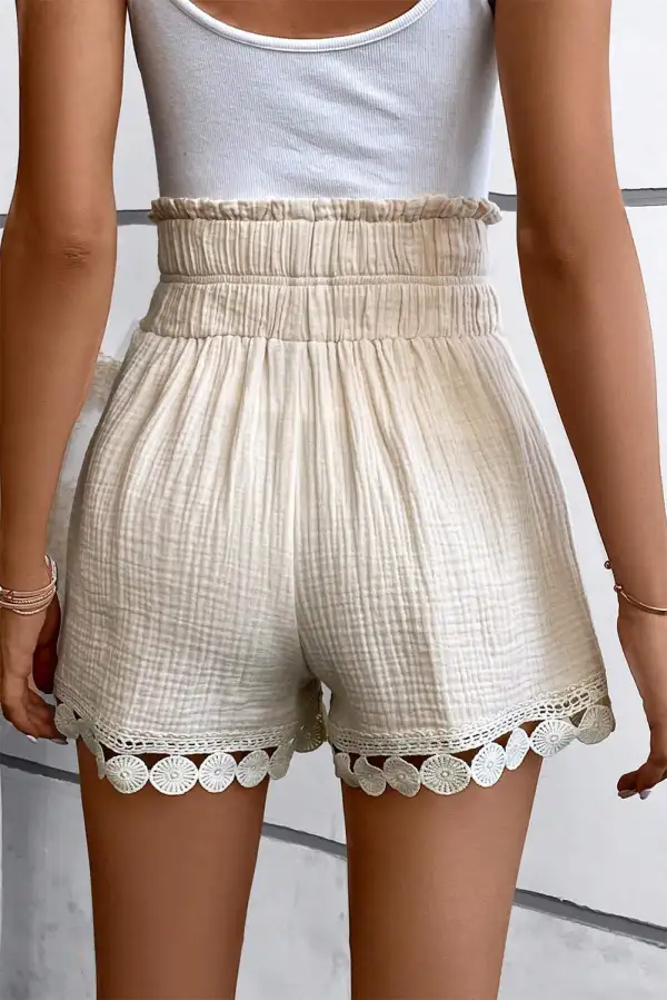 Apricot Textured Frilled Knotted High Waist