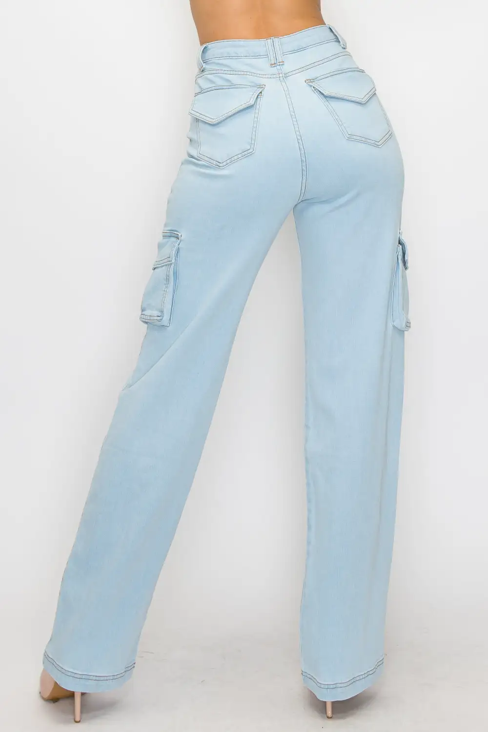 High-Rise Wide-Leg Cargo Jeans