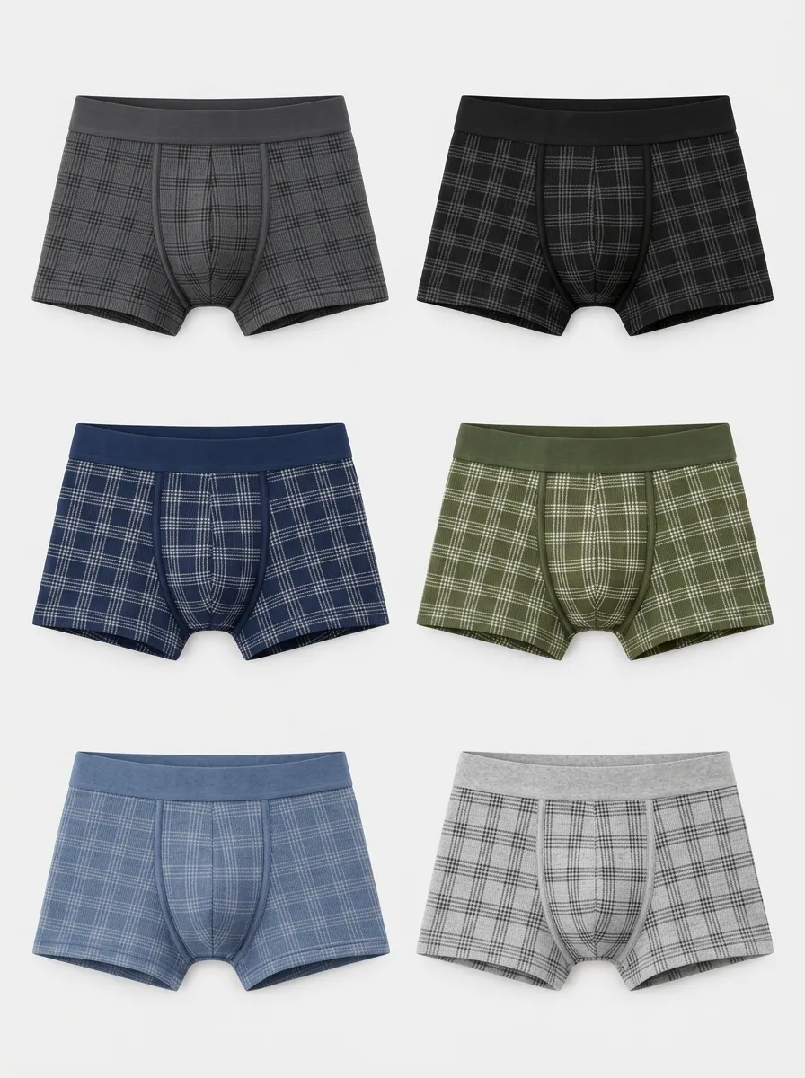 Men's Plaid Boxer Briefs 6-Pack
