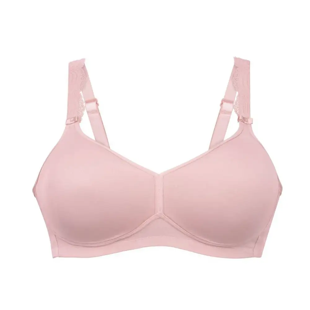 Women's Post-Mastectomy Spacer Molded Padded Seamless Lace Deep Neckline Breathable Bra
