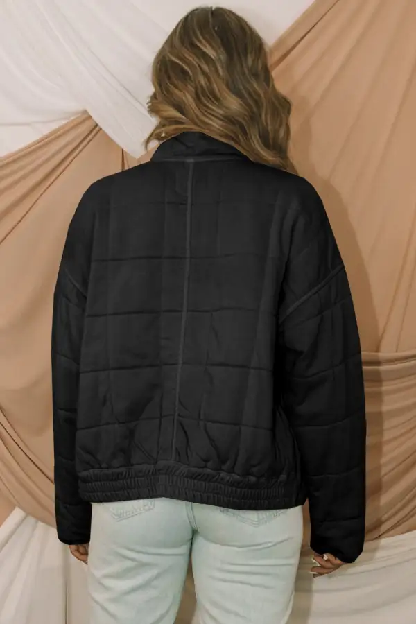 Zip-Up Quilted Pocketed Jacket