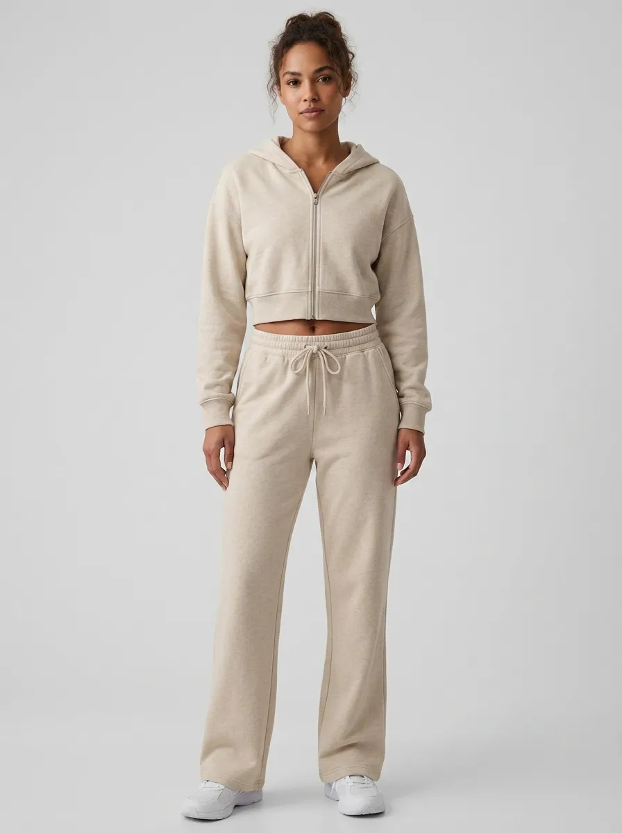Women's Statement Sport Inspired Cropped Hooded Jacket and Flare Pants Active Set