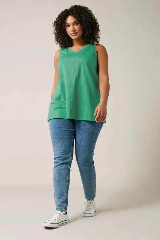 Teal Green Premium Cotton Vest Top detail 2