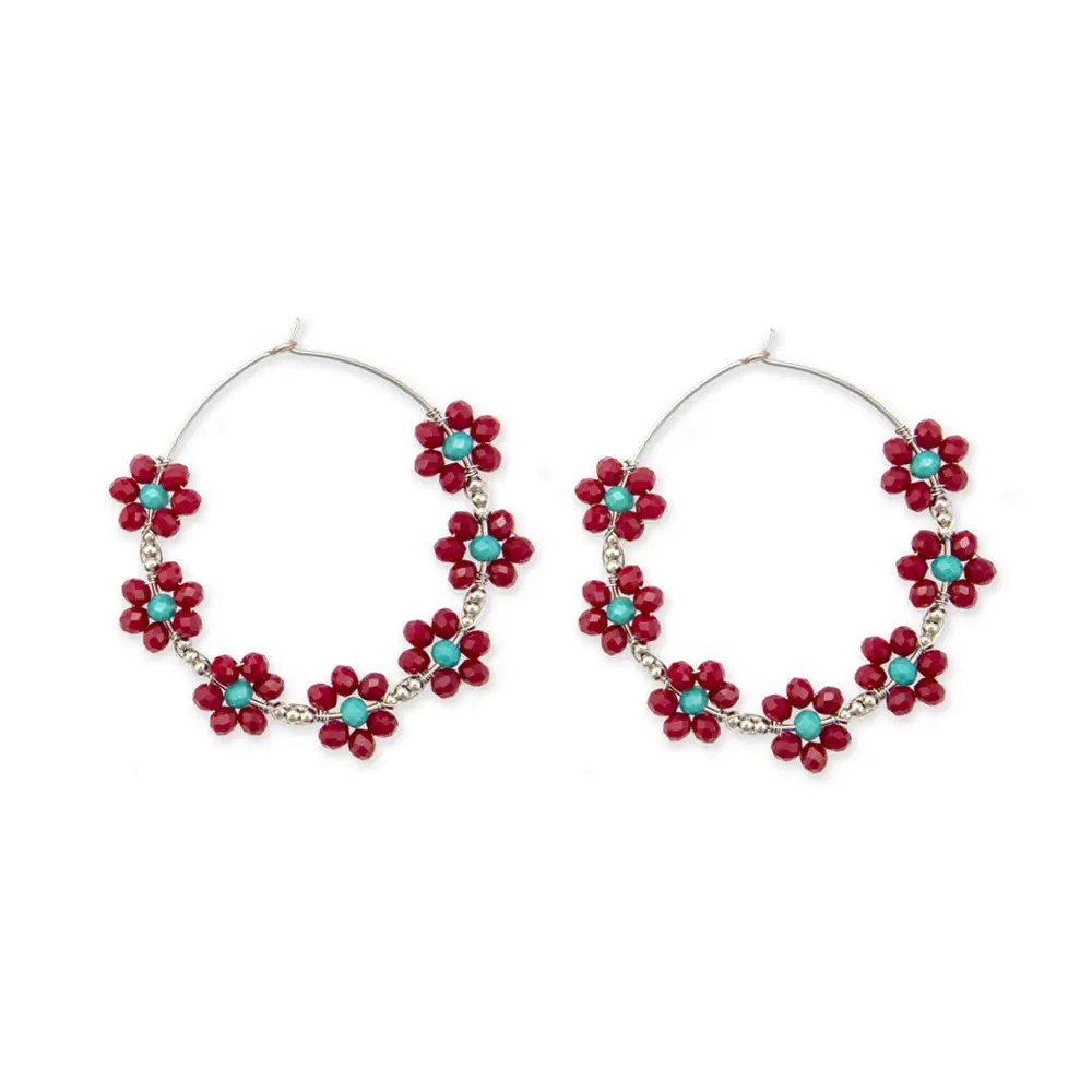 Artful Floral Hoop Earrings