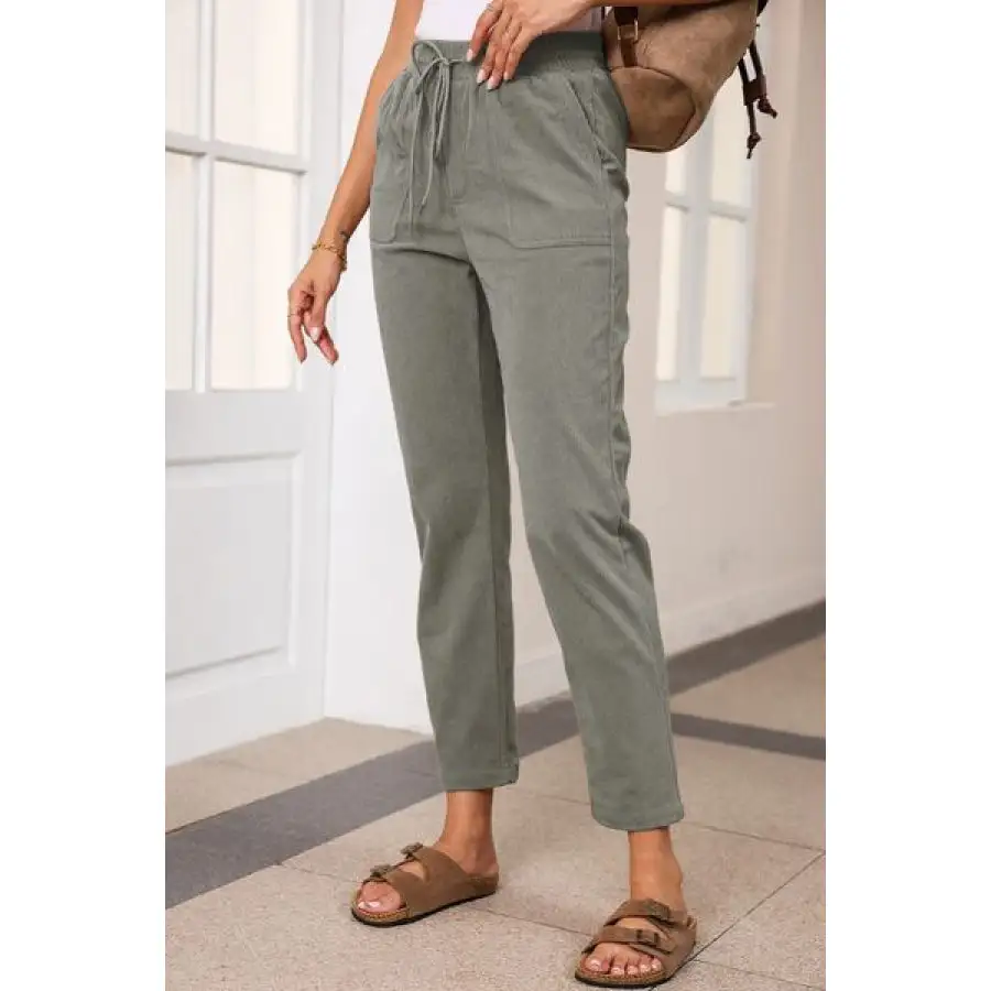 Classic Drawstring Straight Pants with Pockets