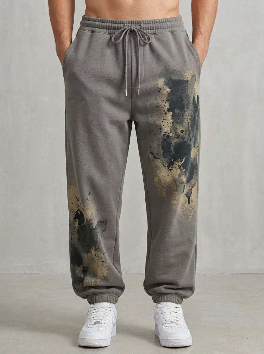 Ink Splatter Graphic Cuffed Joggers