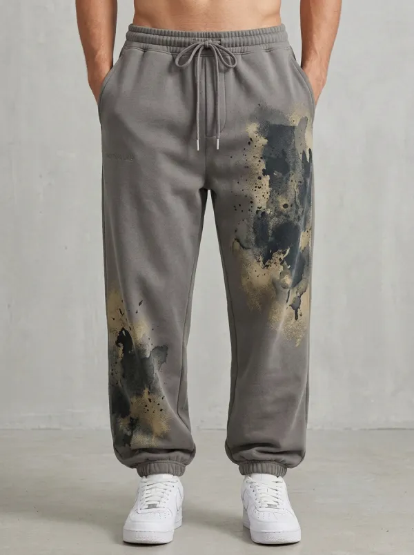 Ink Splatter Graphic Cuffed Joggers