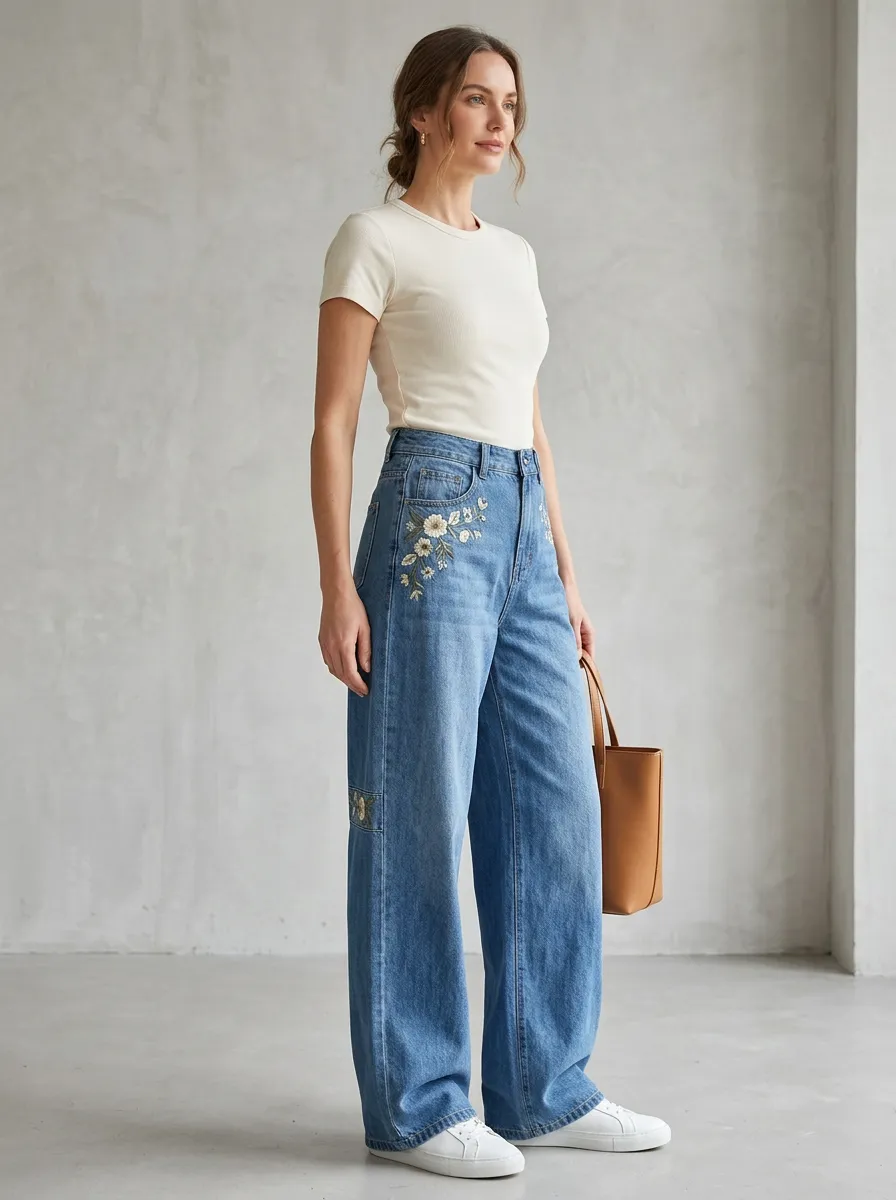 Women's Wide Leg Casual Denim Jeans