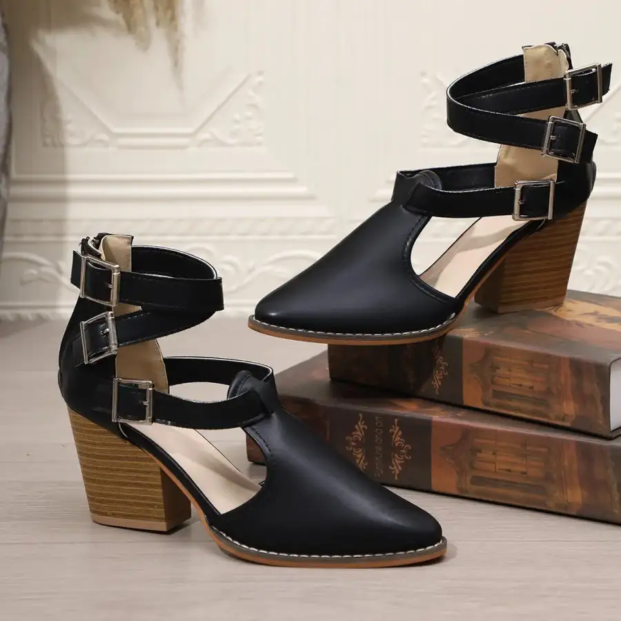 Point Toe Block Heels Sandals