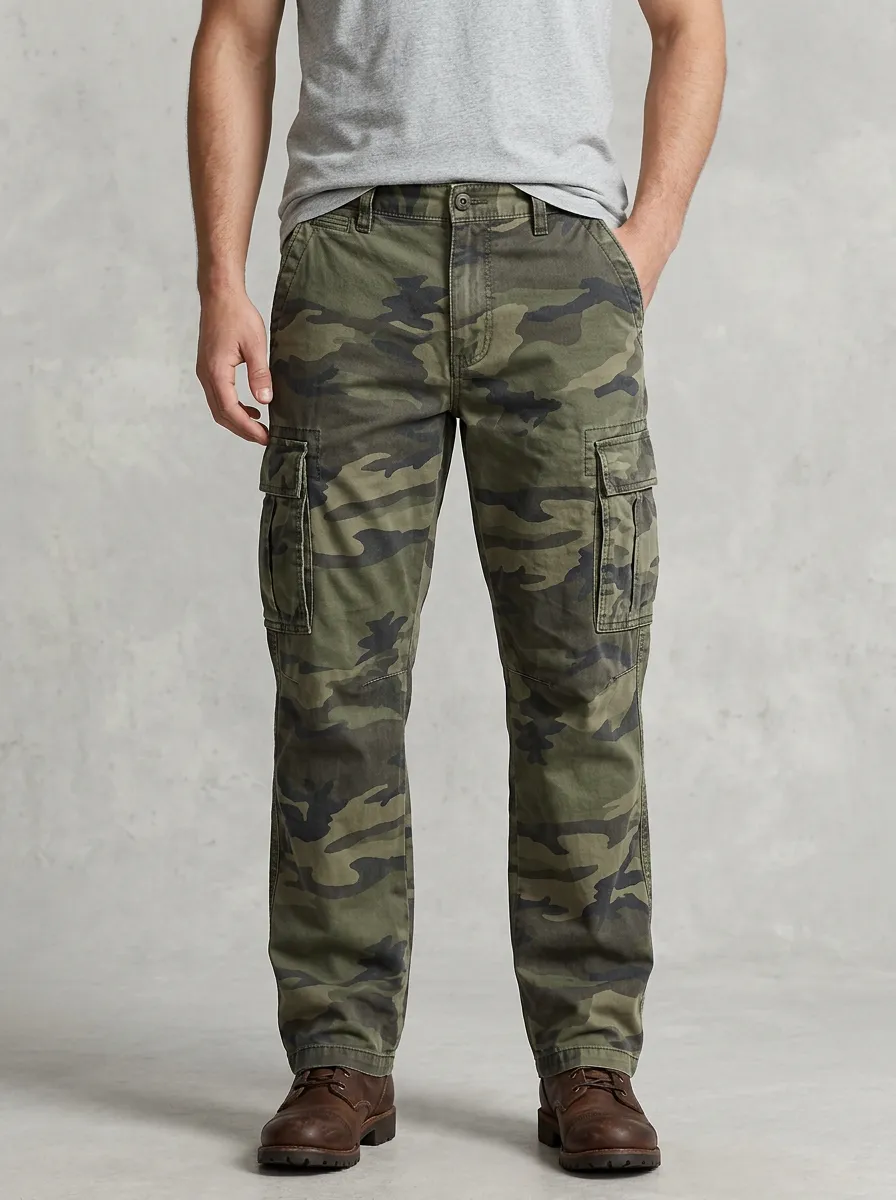 Combat-Inspired Camouflage Military-Inspired Camouflage Cargo Pants